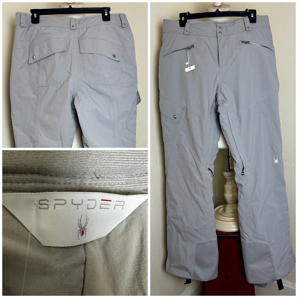 NWOT! Spyder Women's High Perf Gray Silver GTX GORE-TEX Ski Pants Black Sz 12